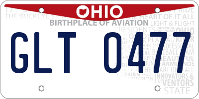 OH license plate GLT0477