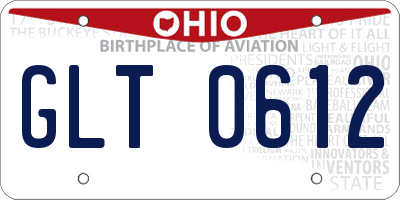 OH license plate GLT0612