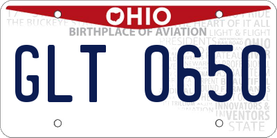 OH license plate GLT0650