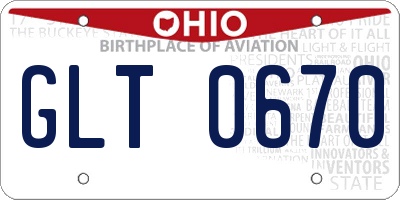 OH license plate GLT0670