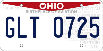 OH license plate GLT0725