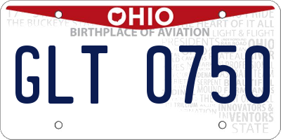 OH license plate GLT0750