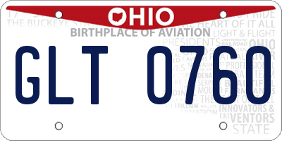 OH license plate GLT0760