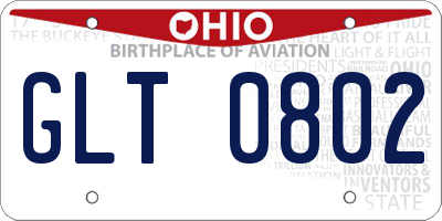 OH license plate GLT0802
