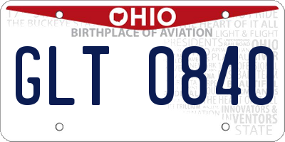OH license plate GLT0840