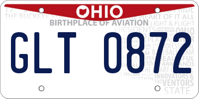 OH license plate GLT0872
