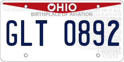 OH license plate GLT0892