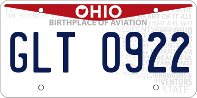 OH license plate GLT0922