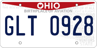 OH license plate GLT0928