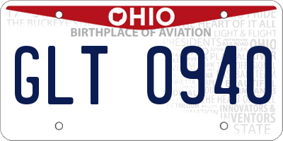 OH license plate GLT0940
