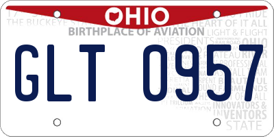 OH license plate GLT0957