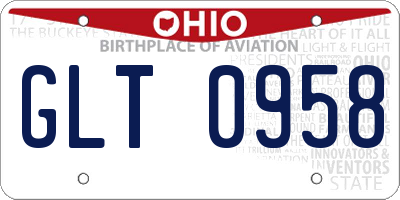 OH license plate GLT0958