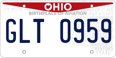 OH license plate GLT0959