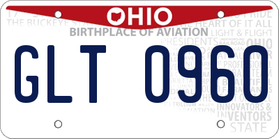 OH license plate GLT0960