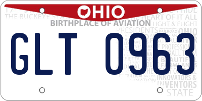 OH license plate GLT0963
