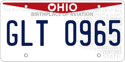 OH license plate GLT0965