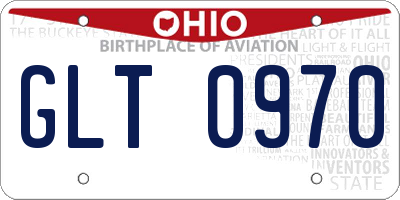 OH license plate GLT0970