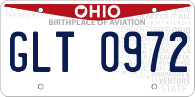 OH license plate GLT0972