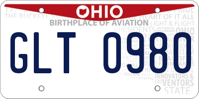 OH license plate GLT0980