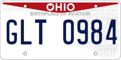 OH license plate GLT0984