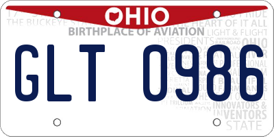 OH license plate GLT0986