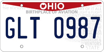OH license plate GLT0987