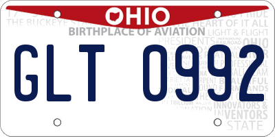 OH license plate GLT0992