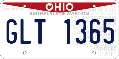 OH license plate GLT1365