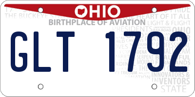 OH license plate GLT1792