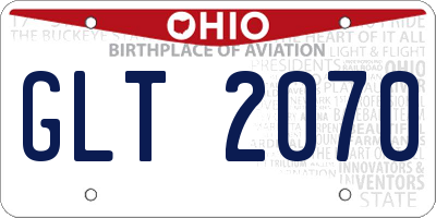 OH license plate GLT2070