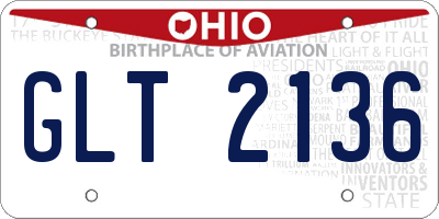 OH license plate GLT2136
