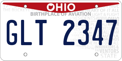 OH license plate GLT2347