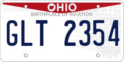 OH license plate GLT2354