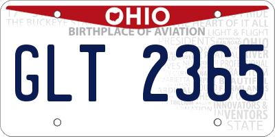 OH license plate GLT2365