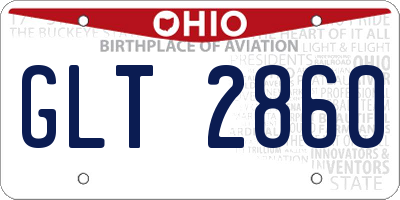OH license plate GLT2860
