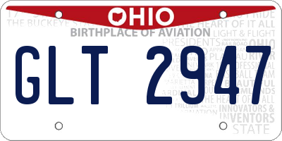 OH license plate GLT2947