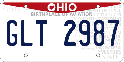 OH license plate GLT2987