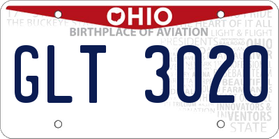 OH license plate GLT3020