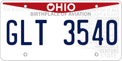 OH license plate GLT3540