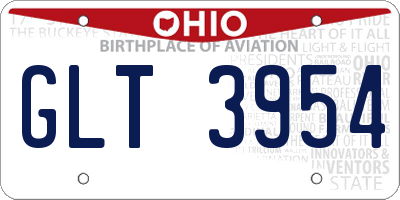 OH license plate GLT3954