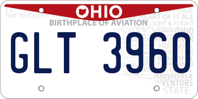 OH license plate GLT3960