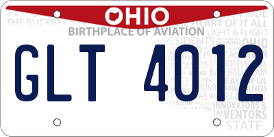 OH license plate GLT4012