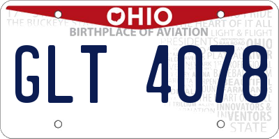 OH license plate GLT4078