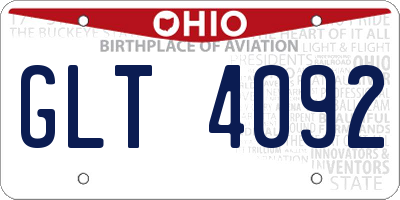 OH license plate GLT4092