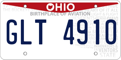 OH license plate GLT4910