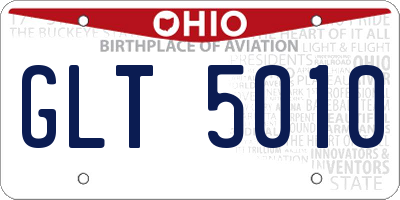 OH license plate GLT5010