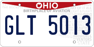 OH license plate GLT5013
