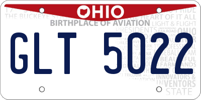 OH license plate GLT5022