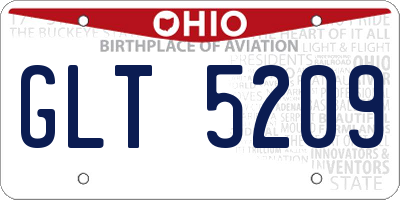 OH license plate GLT5209