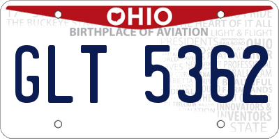 OH license plate GLT5362